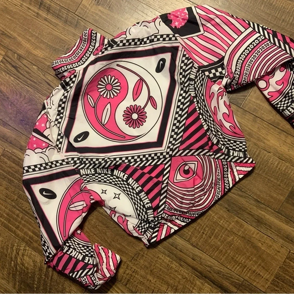 Pink & Black Nike yin & yang Patterned Jacket rare jacket flame eye logo spring